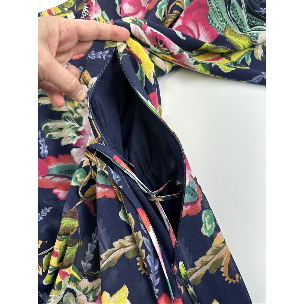 Soft Surroundings Samantha Maxi Dress Floral Faux Wrap Boho Whimsy Ruffle V-Neck - Picture 12 of 16
